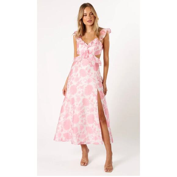 Petal & Pup Rori Pink Floral Ruffle Maxi Dress Size M - Picture 9 of 15